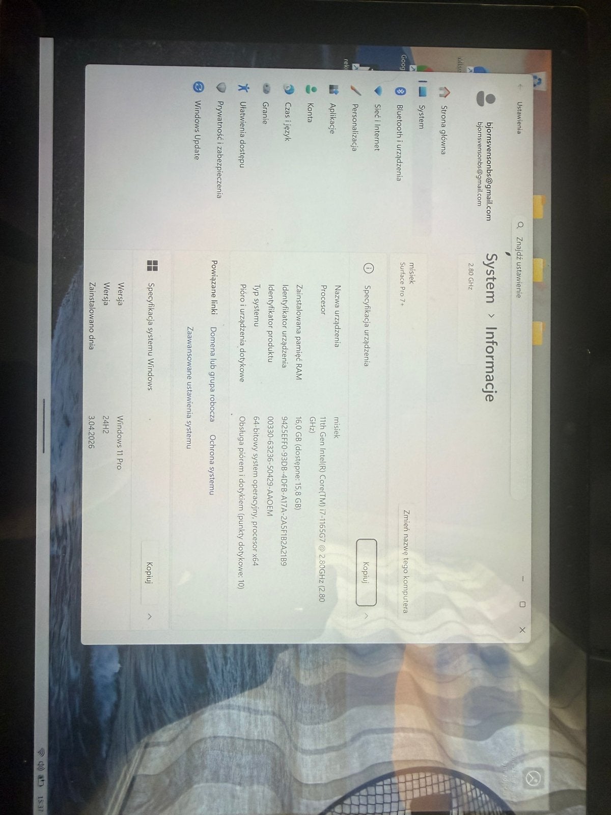 Surface 7 PRO+ i7 2.8GHZ 16GB Ram 500GB Rom, Computers en Software, Qwerty, 12 inch, Ophalen of Verzenden, Zo goed als nieuw