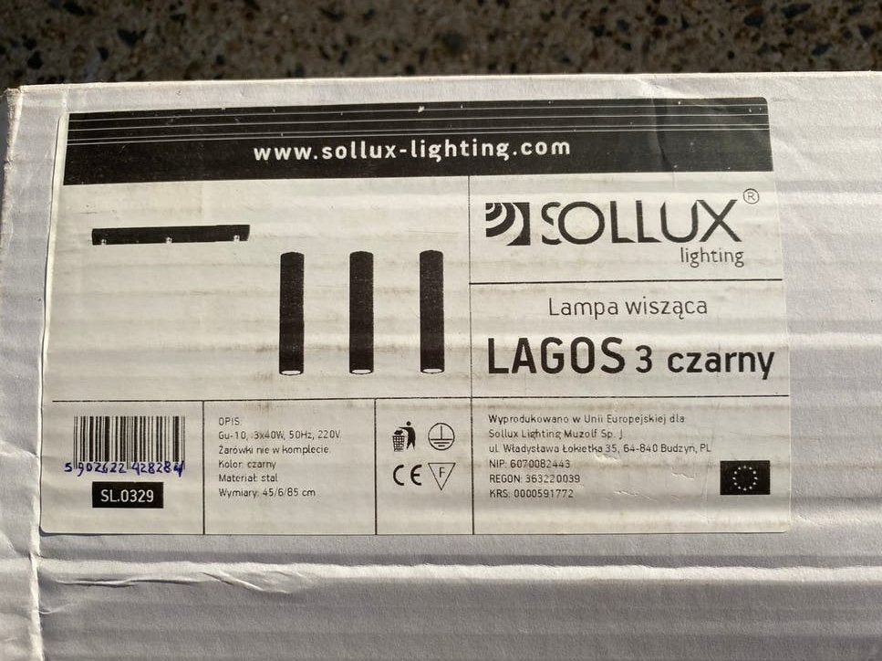 Spot LED / Plafonnier Sollux Lagos 3 – Noir, Enlèvement, Neuf