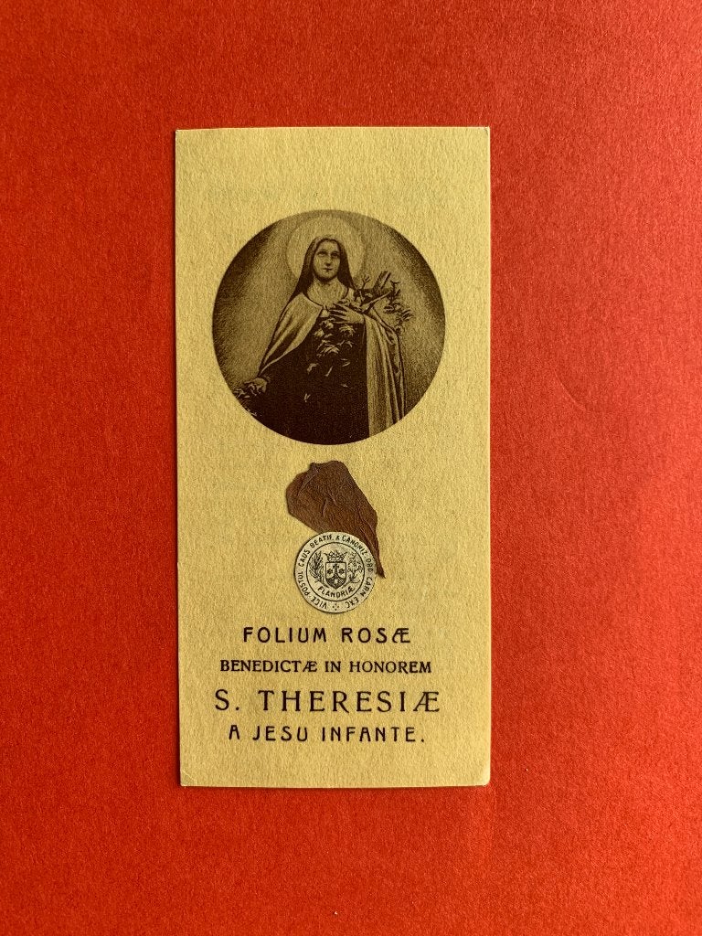 Relikwie Relique Folium Rose S. Therese Lisieux, Ophalen of Verzenden, Gebruikt, Overige typen, Christendom | Katholiek