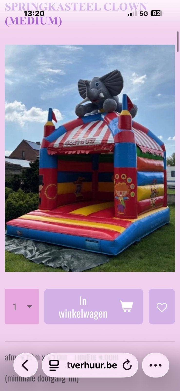 Springkasteel circus te koop, Ophalen, Zo goed als nieuw
