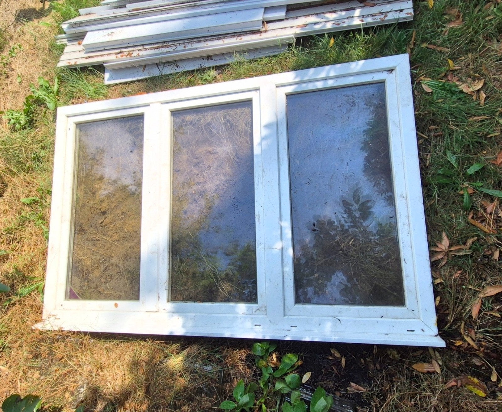 Raam 3delig B185 H120, Doe-het-zelf en Bouw, Raamkozijnen en Schuifdeuren, Zo goed als nieuw, Raamkozijn, Kunststof, 75 tot 150 cm