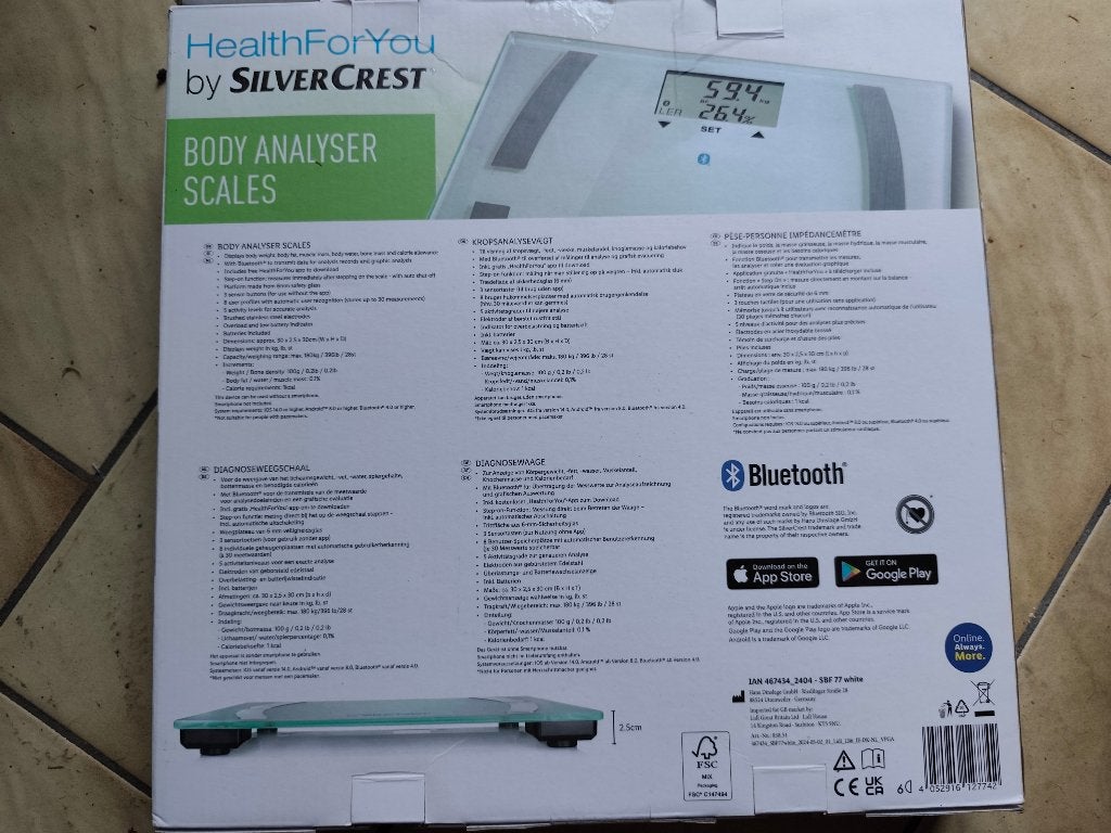SilverCrest HealthForYou Smart Body Analyzer Scale, Electroménager, Balances, Enlèvement, Comme neuf, Pèse-personne