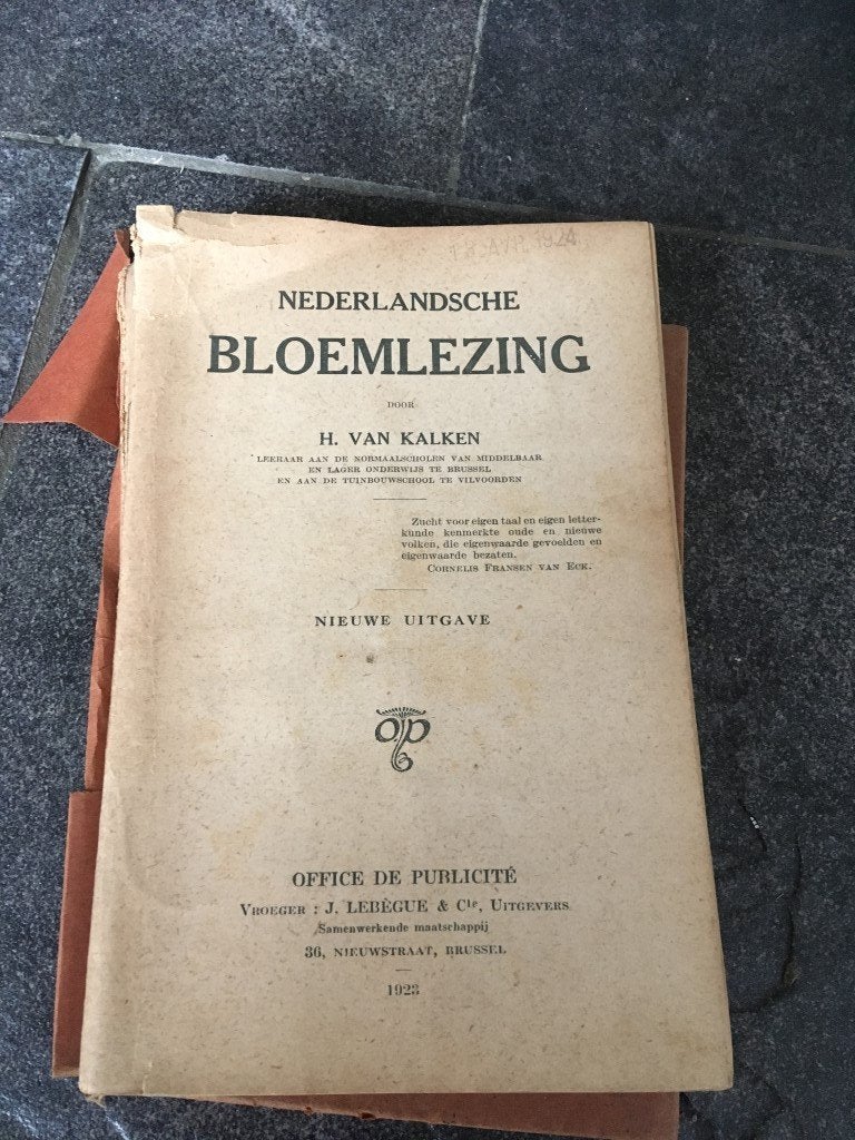 Nederlandse bloemlezing - H. Van Kalken - 1923 - Lebègue, Antiek en Kunst, Ophalen of Verzenden