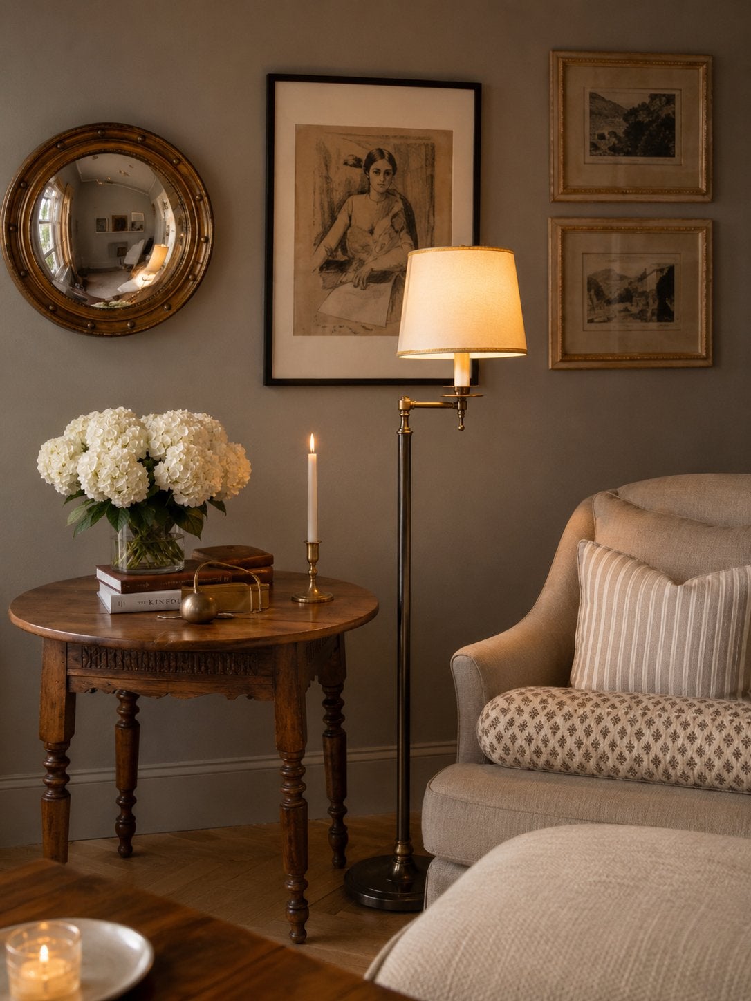 Lampadaire vintage laiton et anthracite avec bras pivotant, Enlèvement ou Envoi