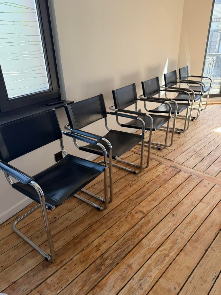 6 zwarte Marcel Breuer b34 stoelen, Ophalen, Zwart, Zo goed als nieuw, Vijf, Zes of meer stoelen