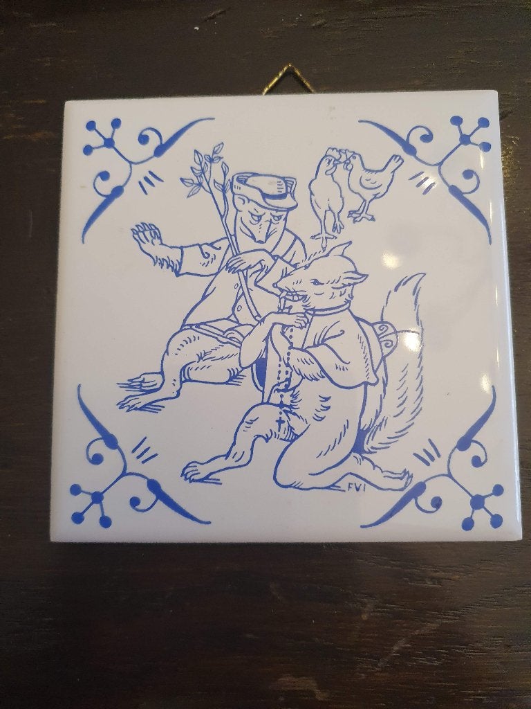 2 tegels de vos Reinart, Ophalen of Verzenden