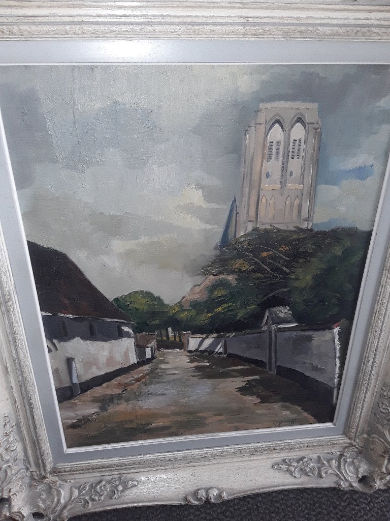 SCHILDERIJ VERBRUGGE W., Enlèvement, Paysage urbain / rural, Toile