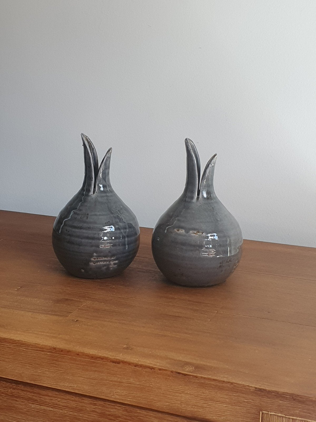 2 handgemaakte vaasjes, Huis en Inrichting, Woonaccessoires | Vazen, Ophalen, Handgemaakt, Blauw, Glas