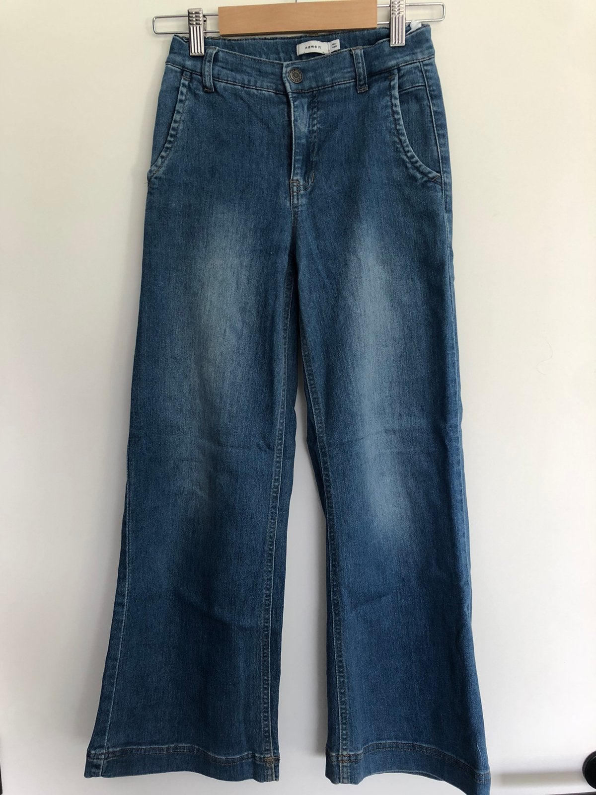 Toffe blauwe flare jeans van Name It. Maat 140, Verzenden, Gebruikt, Meisje, Broek