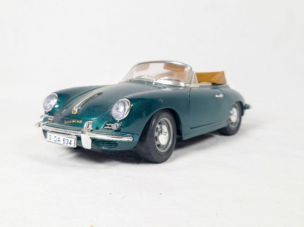 Bburago Porsche 356 B Cabriolet (1961) - 1/18 - Donkergroen, Enlèvement, Utilisé, Voiture, Burago