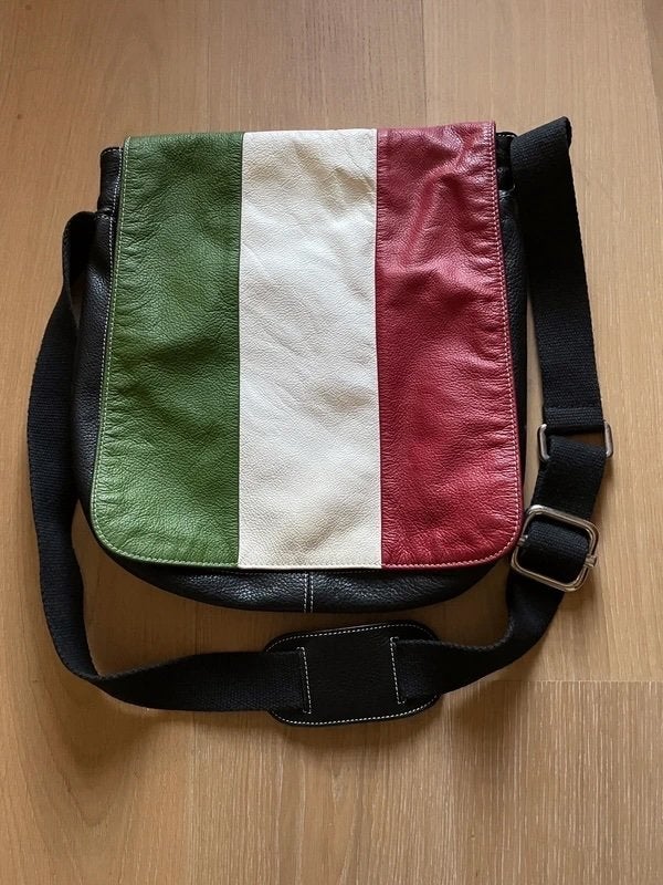 Lederen tas - tricolore Italië, Overige merken, Gebruikt, Zwart, Ophalen of Verzenden