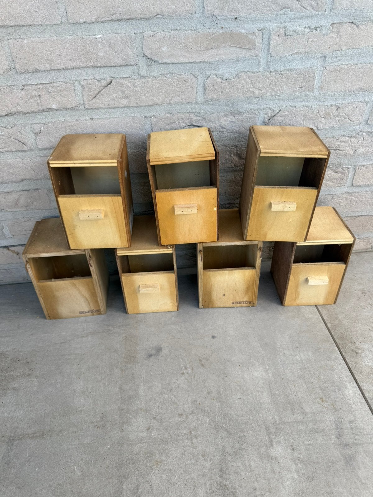 Houten nestkastjes exoten 7 stuks, Dieren en Toebehoren, Ophalen, Zo goed als nieuw, Volière