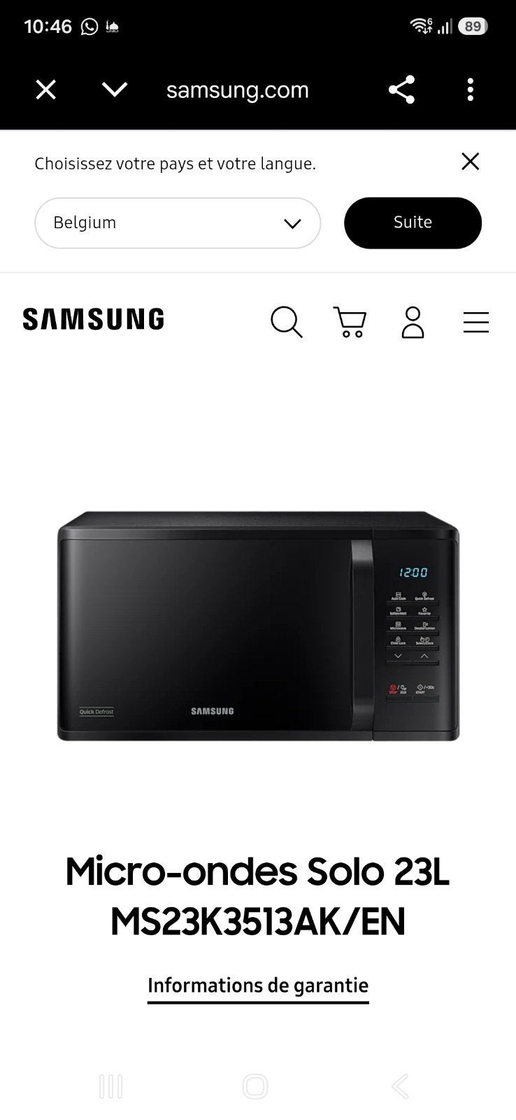 Samsung MS23K3513AK, Enlèvement, Micro-ondes