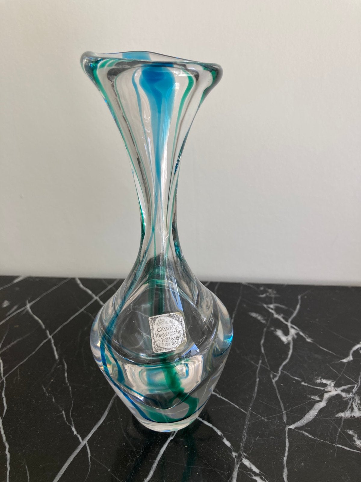 vintage kristallen vaas, Max Verboeket ,Maastricht, 17cm, Antiek en Kunst, Ophalen of Verzenden