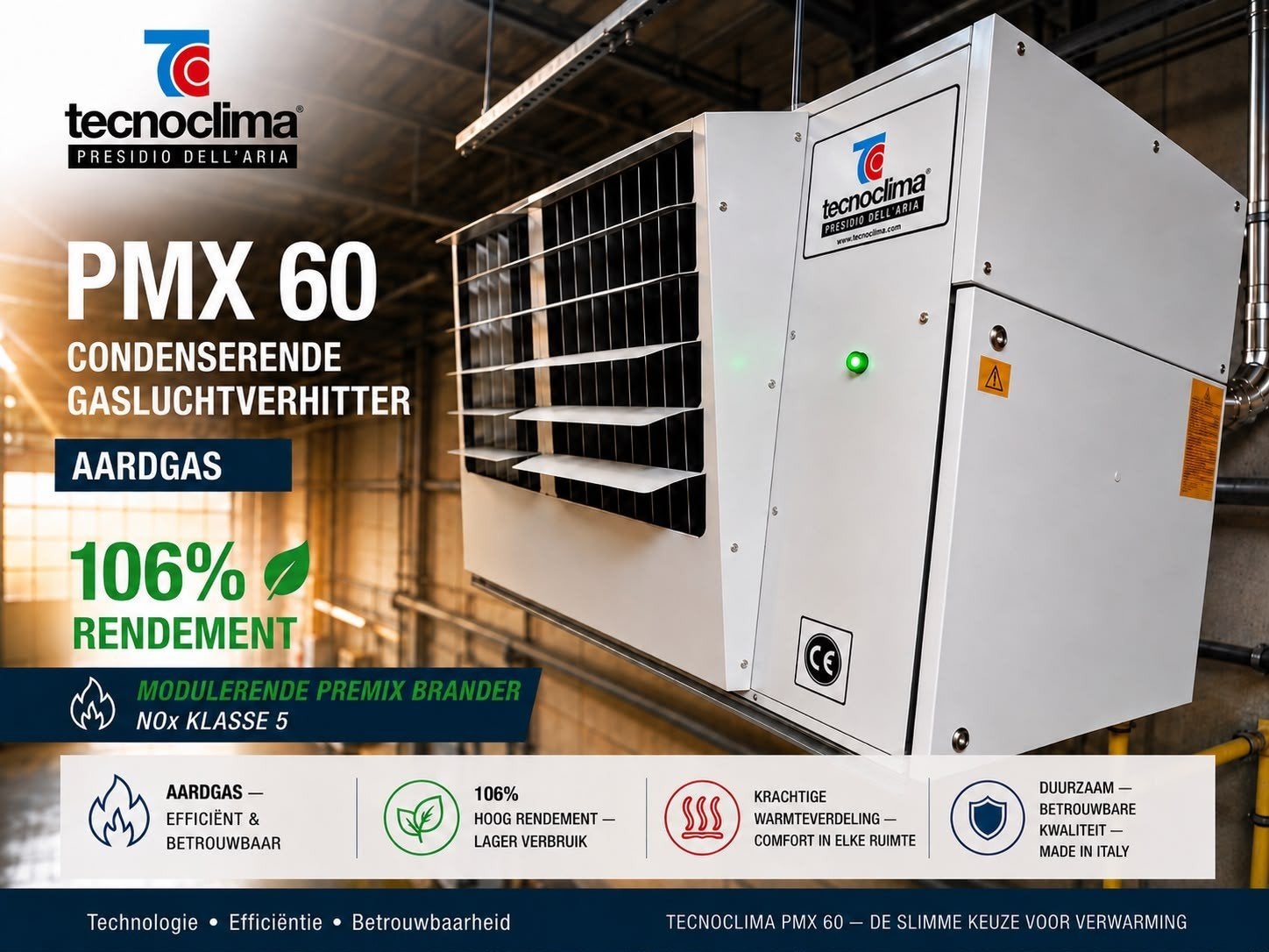 🔥 industriële gasluchtverhitters Tecnoclima & Winterwarm, Doe-het-zelf en Bouw, Ophalen, Hoog rendement (Hr), 150 cm of meer