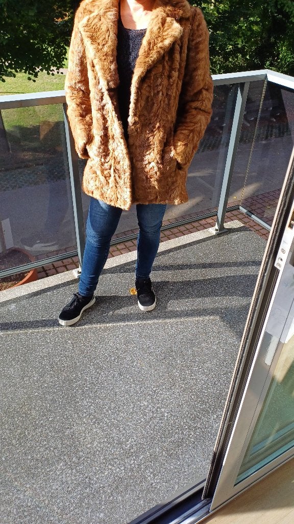Pelsmantel,100% pels, Kleding | Dames, Ophalen, Zo goed als nieuw, Maat 38/40 (M), Bruin