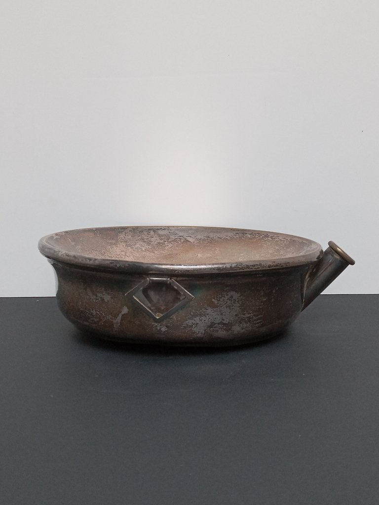 Ancien chauffe plat à eau en métal argenté., Envoi