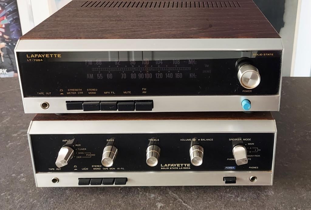 Lafayette ampli solide sate LA-950A - Tuner LT-725A, Audio, Tv en Foto, Overige merken, Gebruikt, Ophalen of Verzenden, Minder dan 60 watt