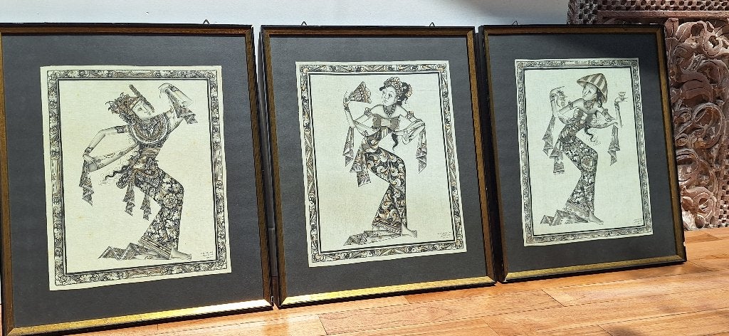 3 peintures balinaises, Antiquités & Art, Art | Art non-occidental, Enlèvement ou Envoi