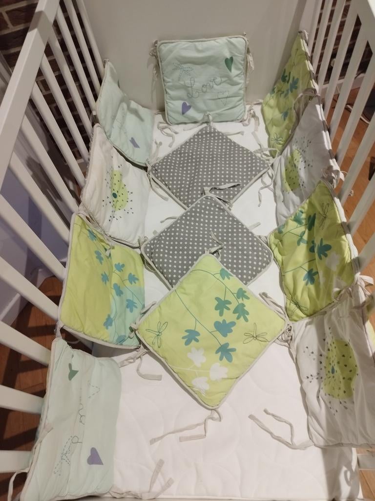Contour de lit Vertbaudet vert anis et gris, Enlèvement