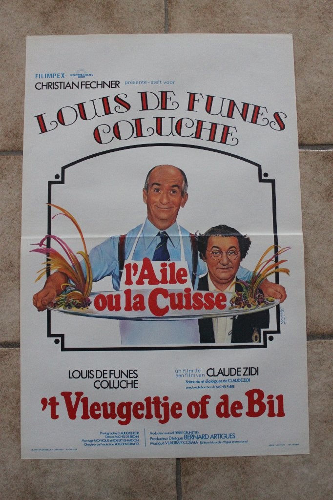 filmaffiche Louis De Funes l'aile ou la cuisse filmposter, Rechthoekig Staand, Ophalen of Verzenden, Zo goed als nieuw, A1 t/m A3