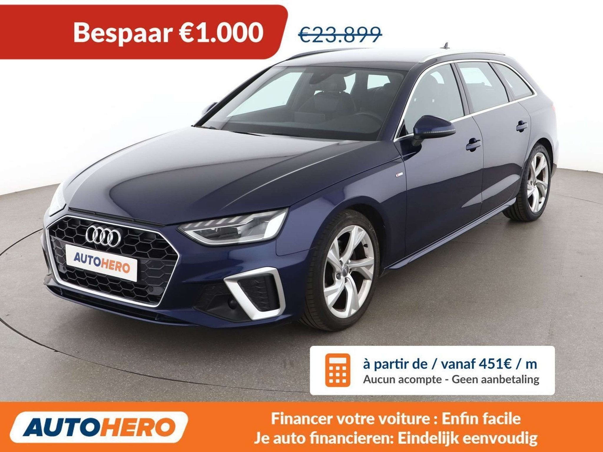 Audi A4 35 TFSI Mild-Hybrid S line (bj 2020, automaat), Gebruikt, 1984 cc, Blauw, A4