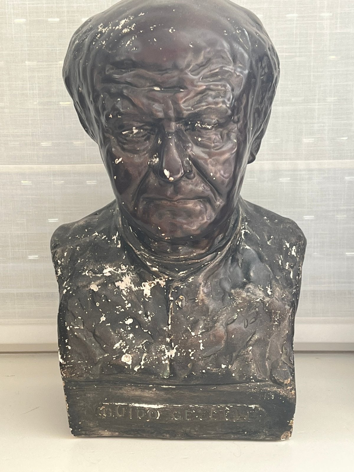 Buste Guido Gezelle, Antiek en Kunst, Ophalen, Art deco, Gips, Buste