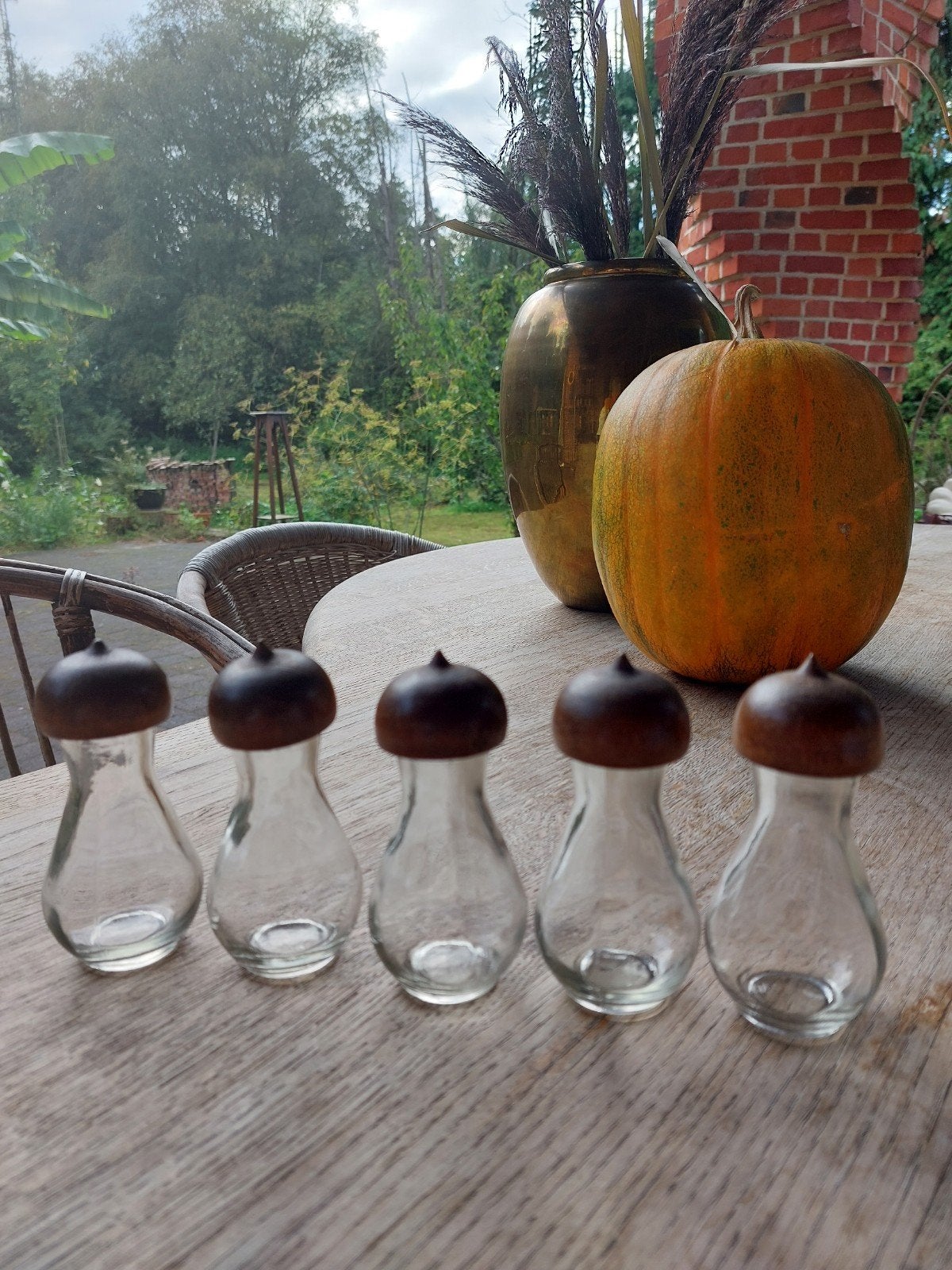 5 paddestoel  vorm kruidpotjes/jaren60/70  4€/5, Huis en Inrichting, Ophalen of Verzenden, Glas