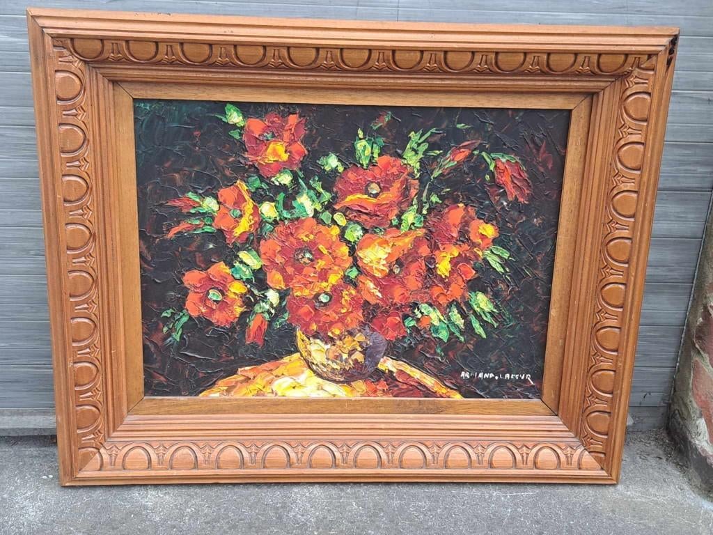 Huile sur panneau coquelicot signe Armand lacour, Enlèvement ou Envoi