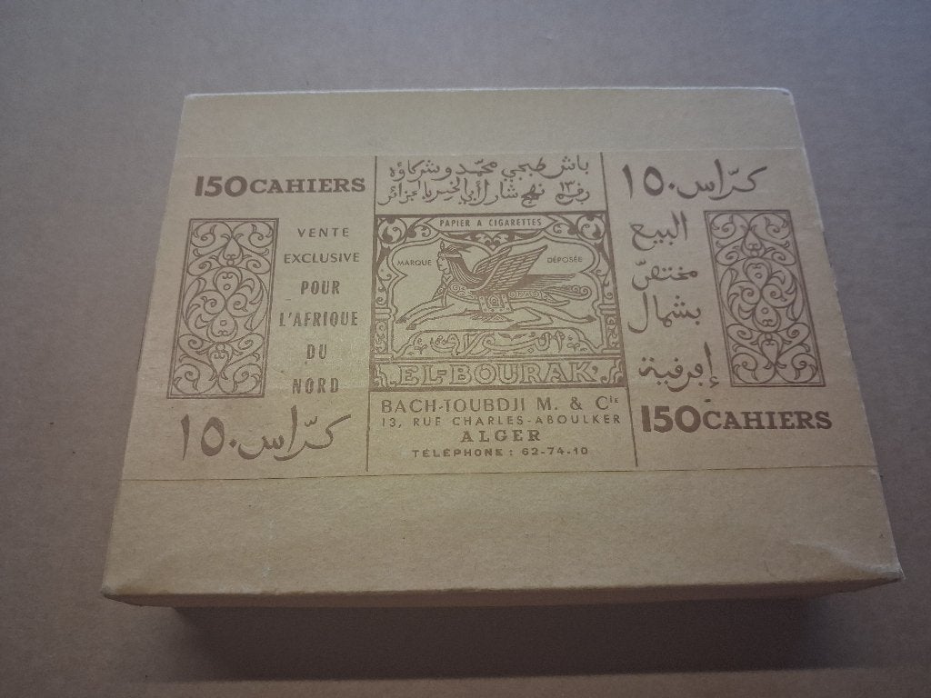 Boîte pleine de feuilles de cigarettes EL BOURAK, Collections, Enlèvement ou Envoi, Comme neuf, Panneau publicitaire