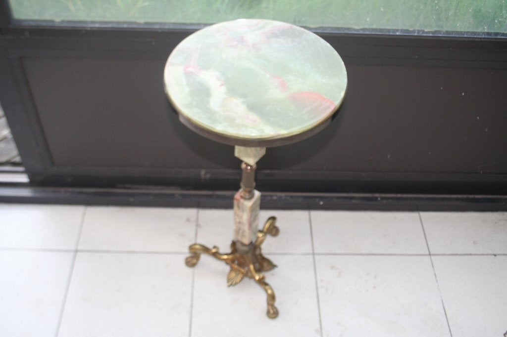 vintage plantentafeltje met marmeren blad + lamp, Ophalen