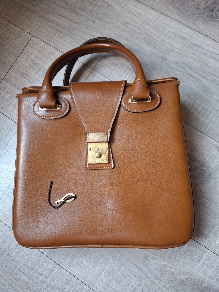 Vintage handtas cognac, Ophalen of Verzenden, Gebruikt, Bruin, Handtas
