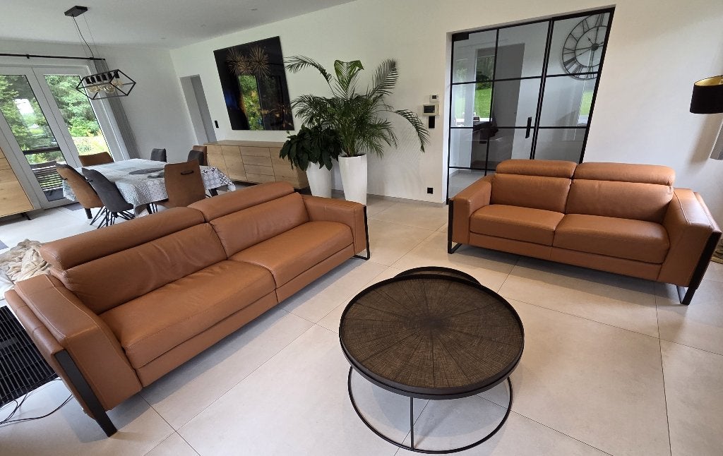 salon Calia (Ambihome), Maison & Meubles, Canapés | Coins salons complets, Comme neuf, Cuir, Métal, Enlèvement