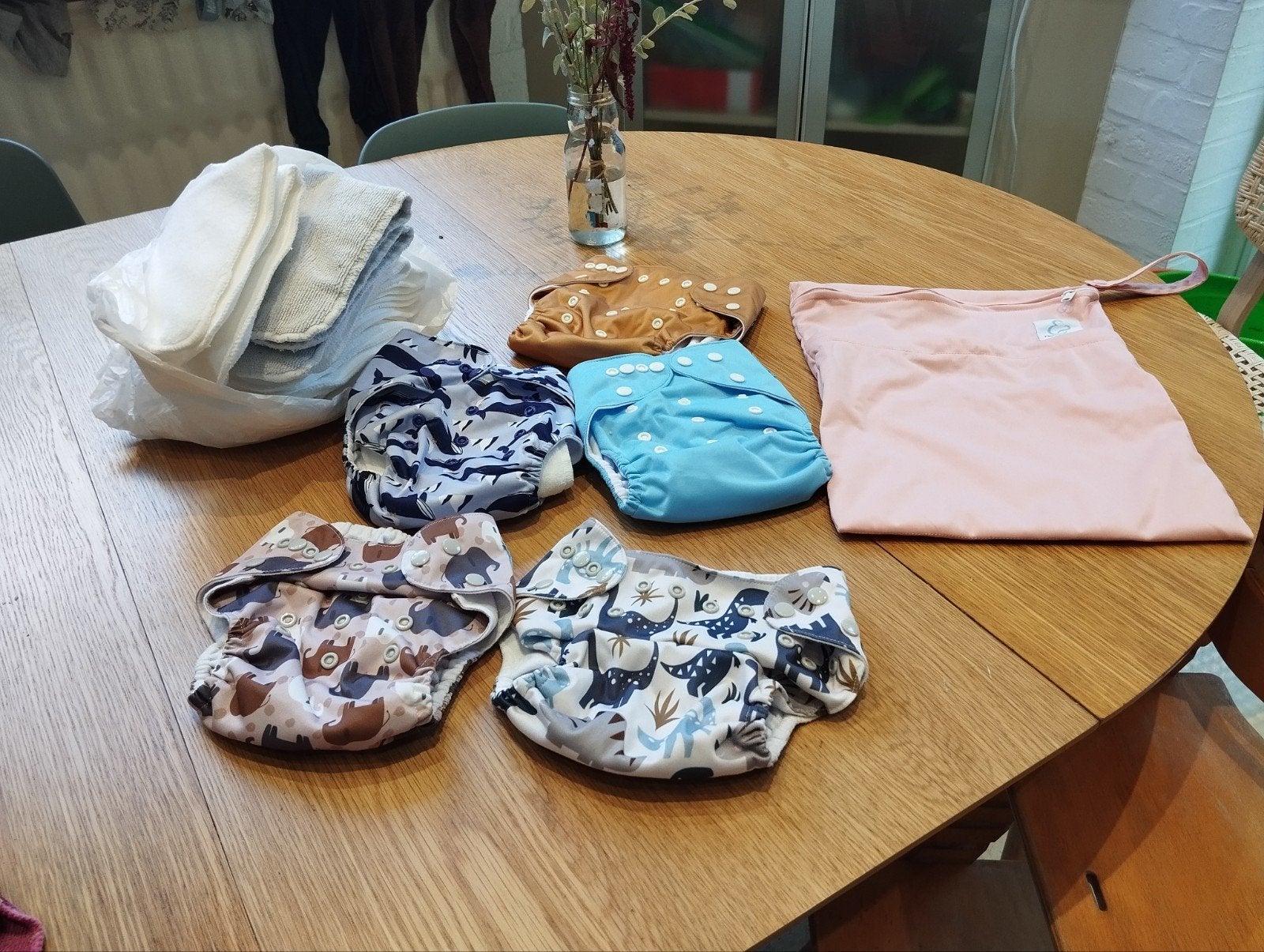 Lot de 5 couches lavables, 14 inserts,1 sac imperméable, Enfants & Bébés, Enlèvement, Maman bb& Nature, Garçon ou Fille