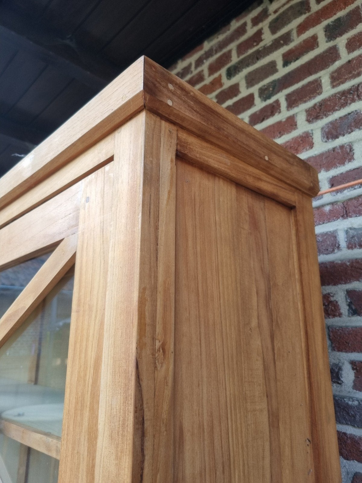 Teak buffetkast/vitrinekast GRATIS LEVERING, Huis en Inrichting, Kasten | Buffetkasten, Met deur(en), 200 cm of meer, Indo., Teakhout