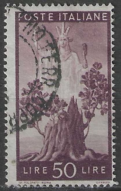 Italie 1945/1948 - Yvert 502 - Italia Turrita - 50 l. (ST), Envoi, Affranchi