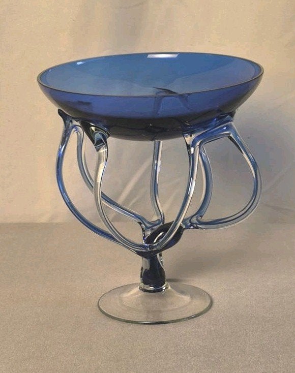 Coupe en verre bleu Vintage Krosno « Jellyfish », Enlèvement ou Envoi, Verre, Balance