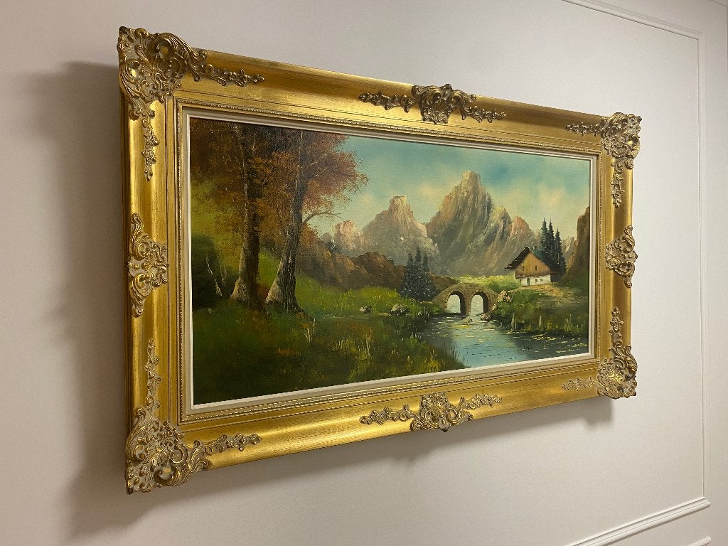 Schilderij barok kader renaissance antiek landschap brug, Ophalen of Verzenden, Landschap