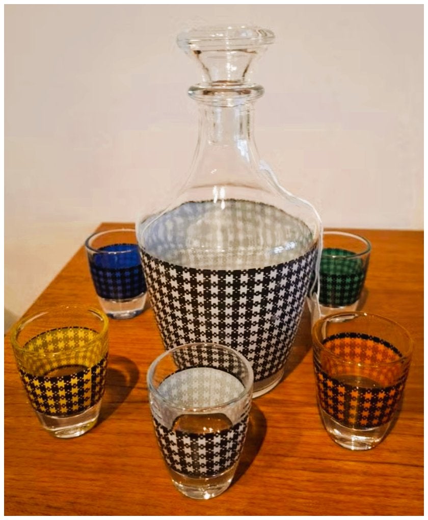 Carafe avec six verres vintage des années 70, Antiquités & Art, Enlèvement ou Envoi