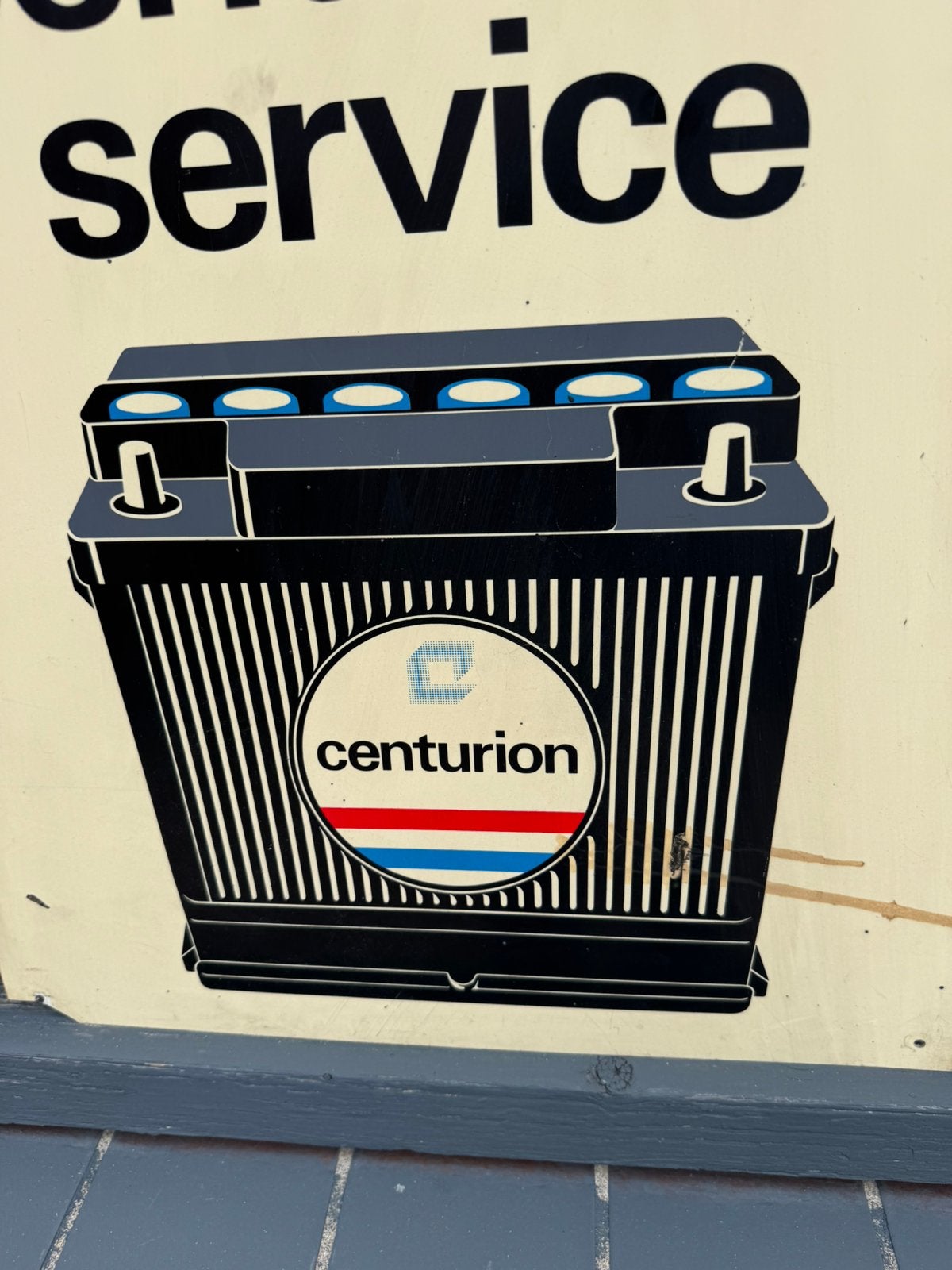 Centurion Accu oud reclamebord, Verzamelen, Ophalen of Verzenden, Gebruikt, Reclamebord