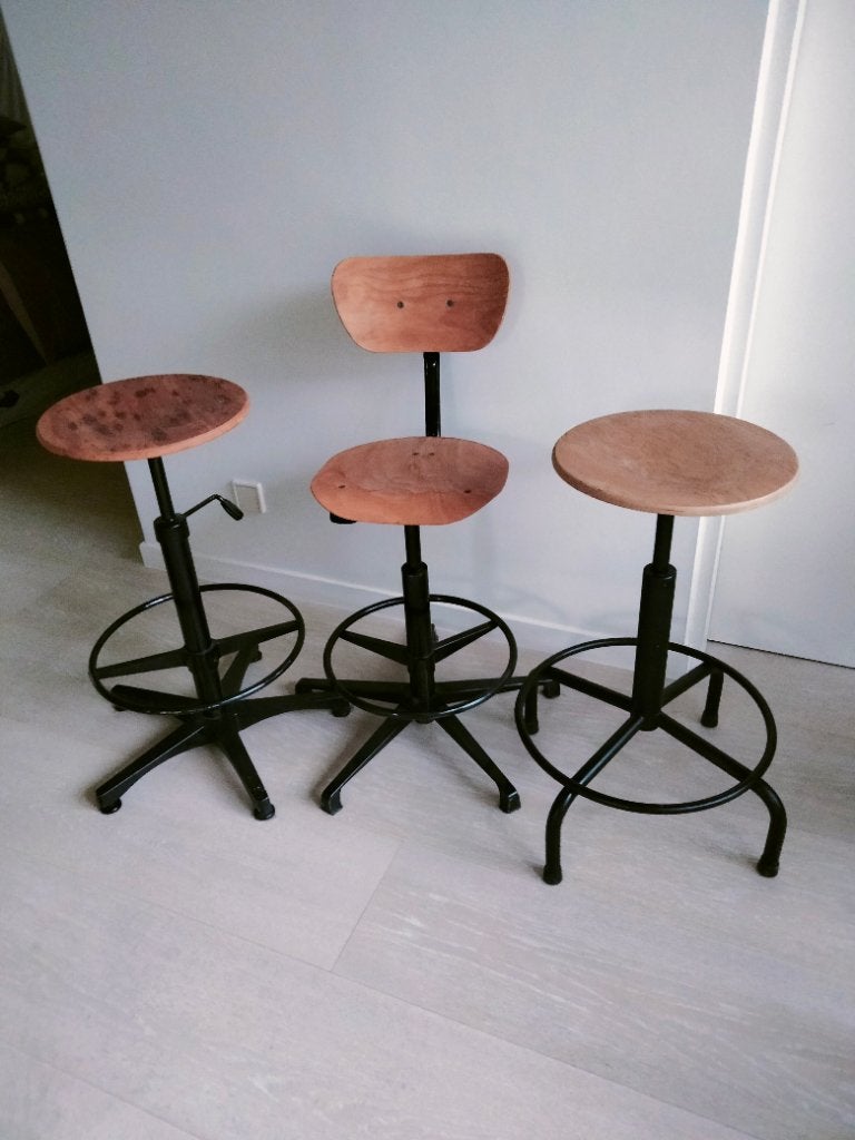 Oude labostoel, Enlèvement, Utilisé, Bois, Réglable en hauteur