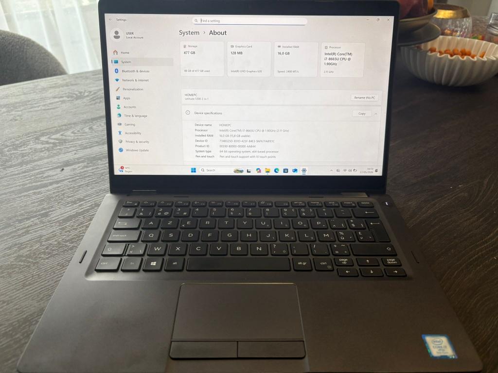 Dell Latitude 5300 2-in-1 | i7-8th | 512GB SSD | 16GB ram, Ophalen, Intel i7-processor, 13 inch, Met touchscreen