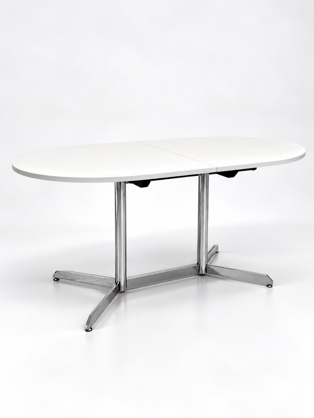 Table à manger ovale extensible vintage, blanc et chrome, Antiquités & Art, Enlèvement ou Envoi