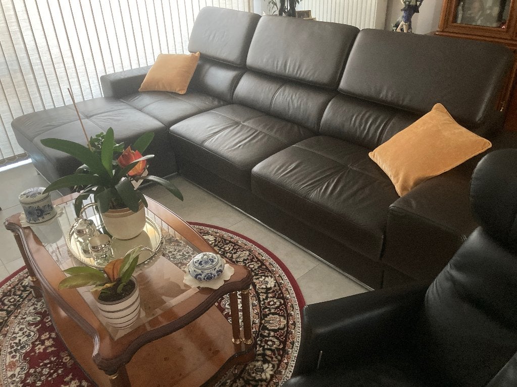 Zetel, Huis en Inrichting, Ophalen, 250 tot 300 cm, Hoekbank, Leer