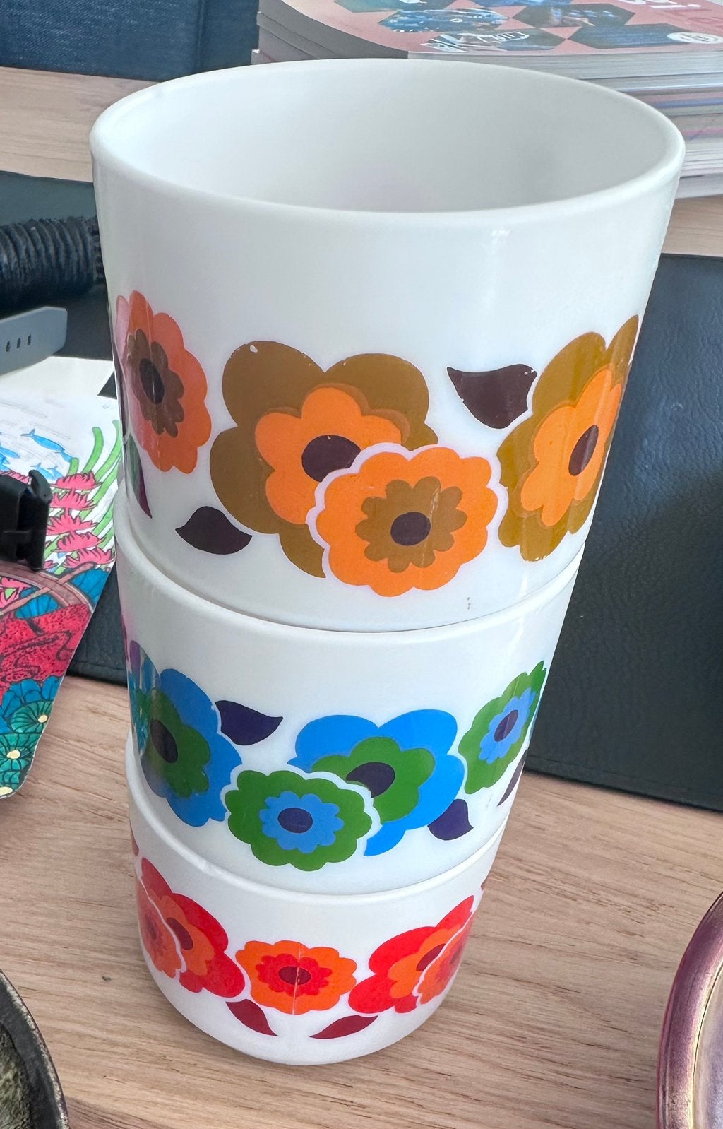 Tasses arcopal Lotus – Vintage Années 70 Flower Power, Ophalen, Zo goed als nieuw, Vintage, Kop(pen) en/of Schotel(s)