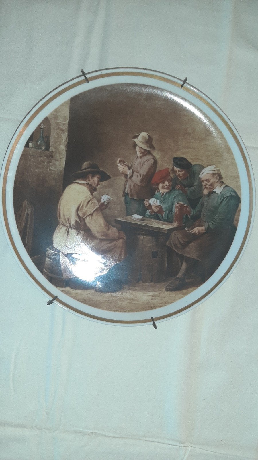 Très belle ancienne assiette décorative en porcelaine, Enlèvement