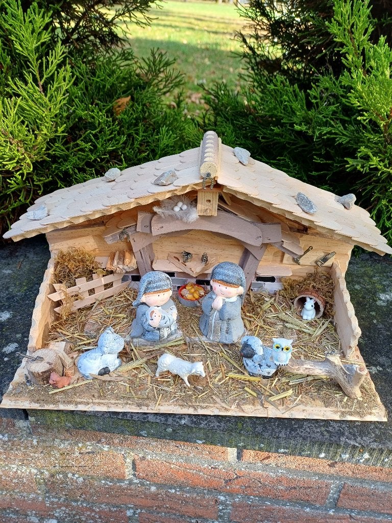Crèche de Noël artisanale en bois neuve F1bis, Enlèvement ou Envoi, Neuf