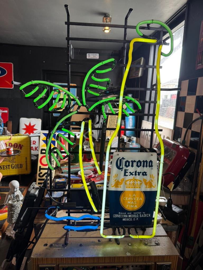 Corona bier oude reclame NeoN USA, Verzamelen, Ophalen, Gebruikt, Lichtbak of (neon) lamp