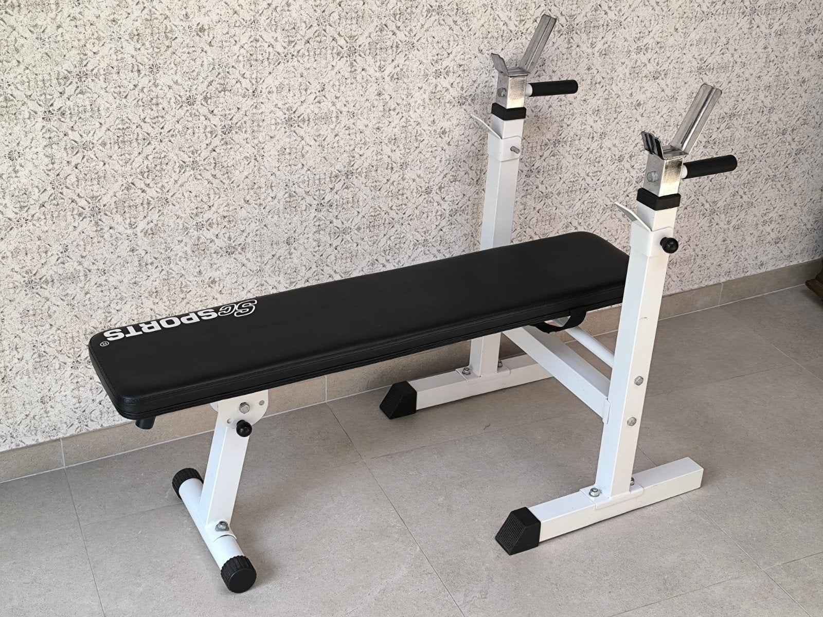 SCsports fitnessbankje/ bench press + dips (Als nieuw!), Sport en Fitness, Ophalen, Zo goed als nieuw, Benen, Fitnessbank