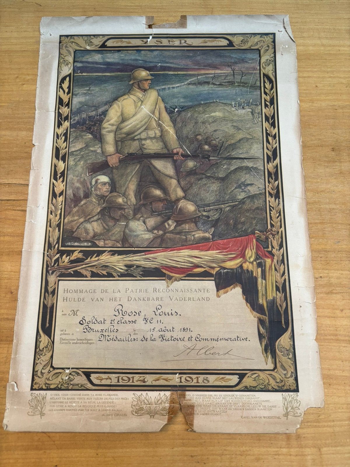 brevet honorifique Yser, Collections, Enlèvement ou Envoi